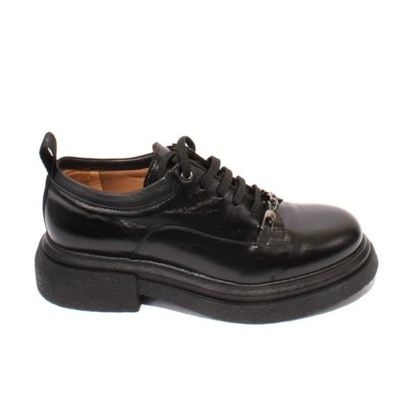 MOT-CLe 2145 Black Leather Lace-Up Oxfords Shoes - Picture 3 of 8